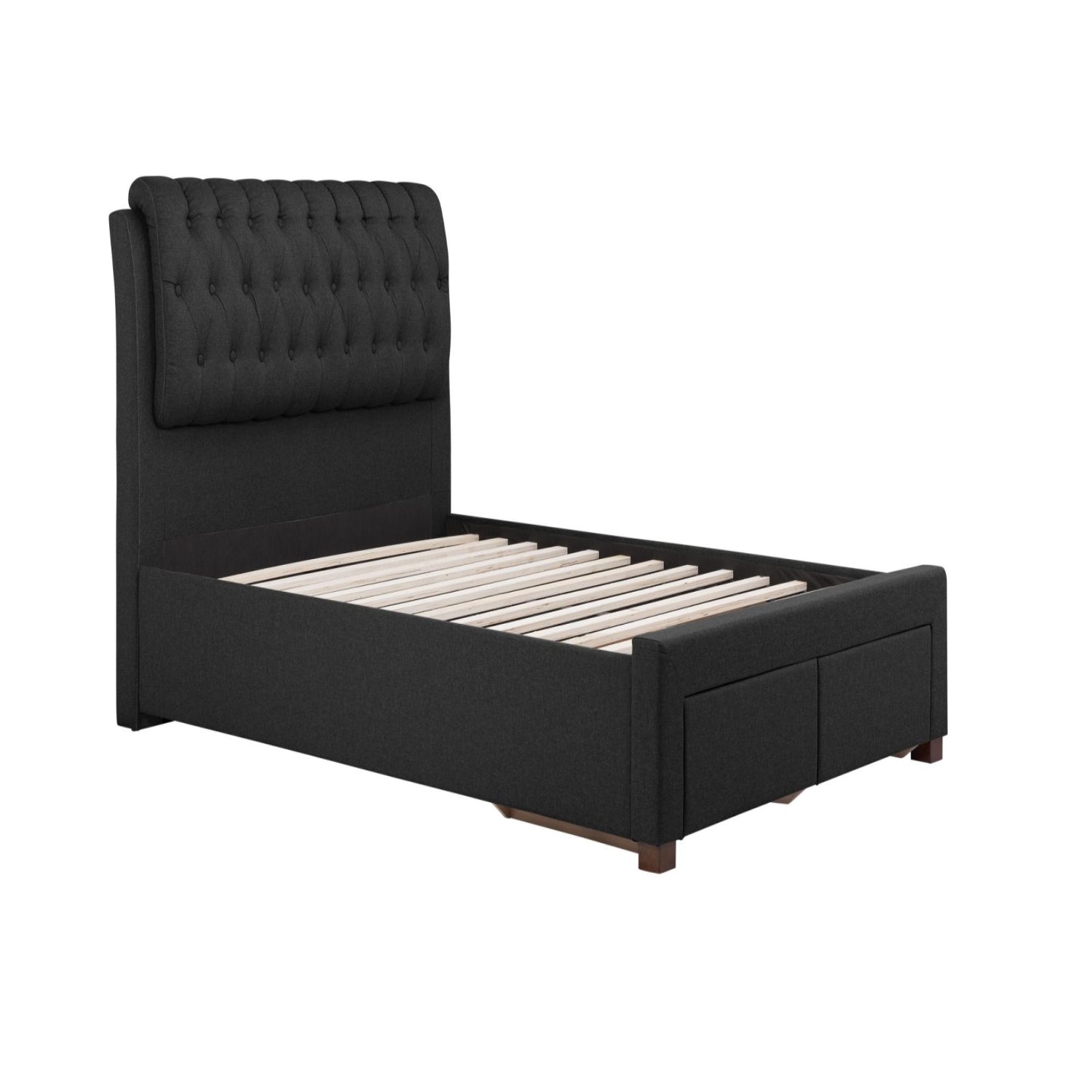 High strength bed frame with stable foundation.