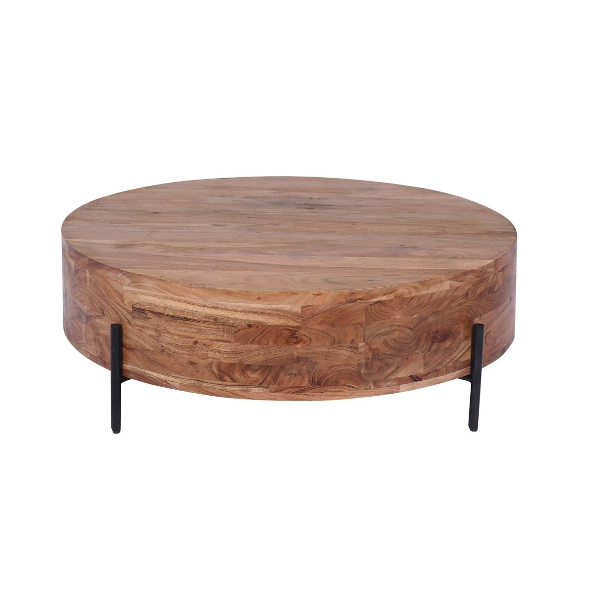 Valerio Round Acacia Wood Coffee Table - Pendle Village Furniture