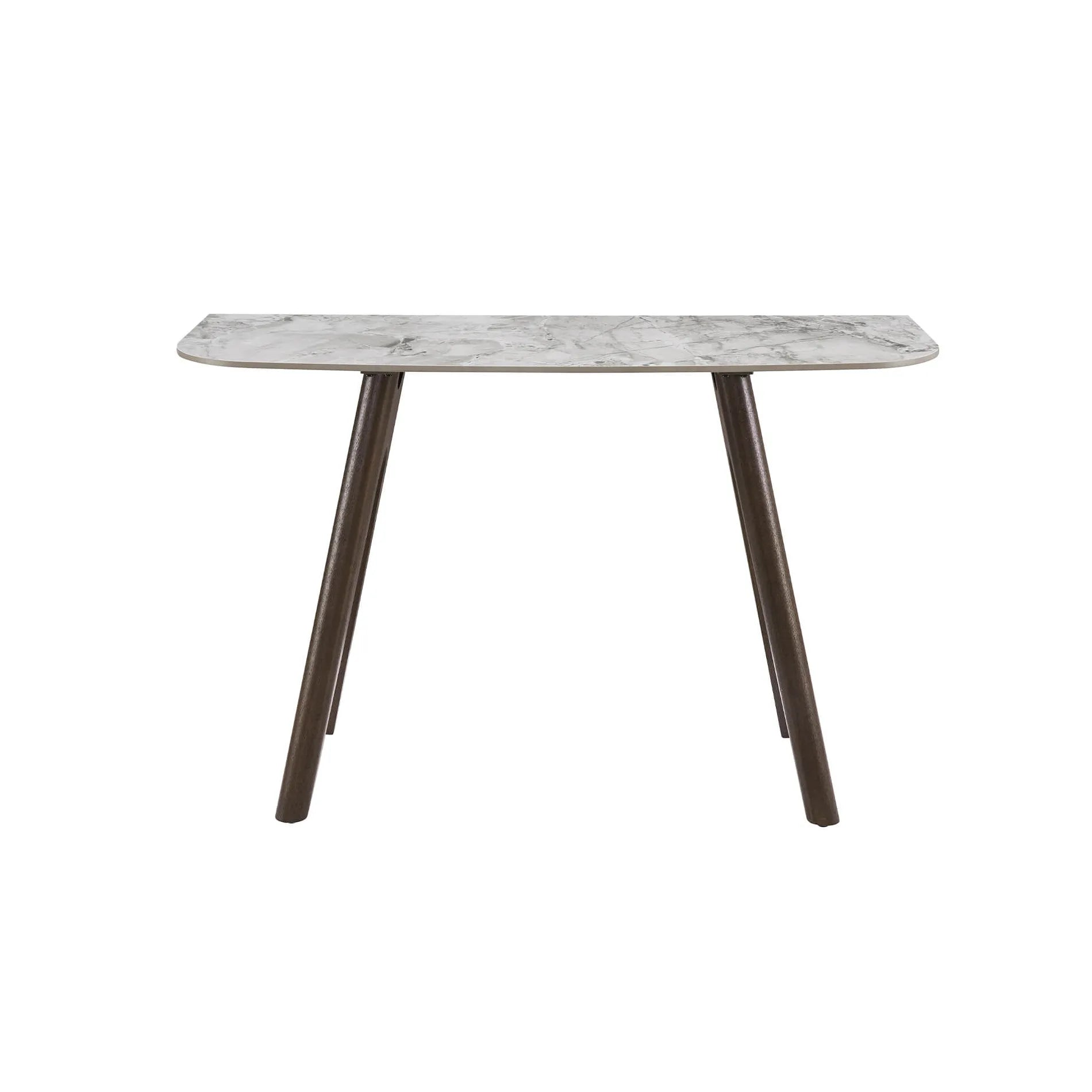 Valley Grey Console Table with Sinter Stone Top and Dark Wood Legs
