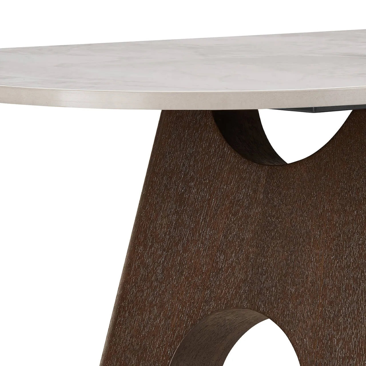 Valley Grey Console Table with Sinter Stone Top Wooden Legs closeup