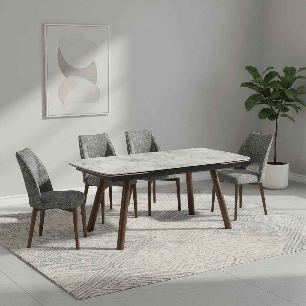 Valley Grey Extending Dining Table and Chairs Set