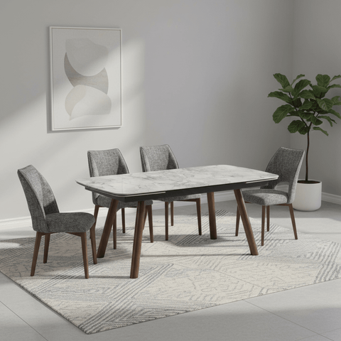 Valley Grey Extending Dining Table and Chairs Set