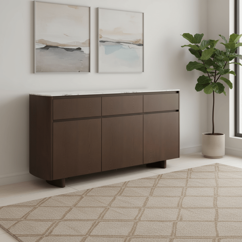 Valley Grey Large Sideboard with Sinter Stone Top
