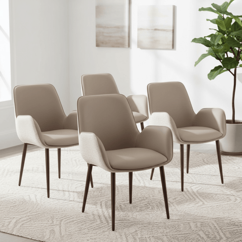 Vanessa Mocha Fabric & Faux Leather Dining Chairs - Set of 4,6 or 8