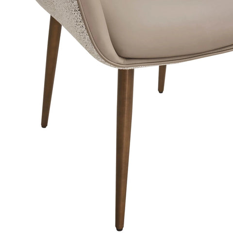 Close up of leg on Vanessa Mocha Fabric & Faux Leather Dining Chairs - Set of 4,6 or 8