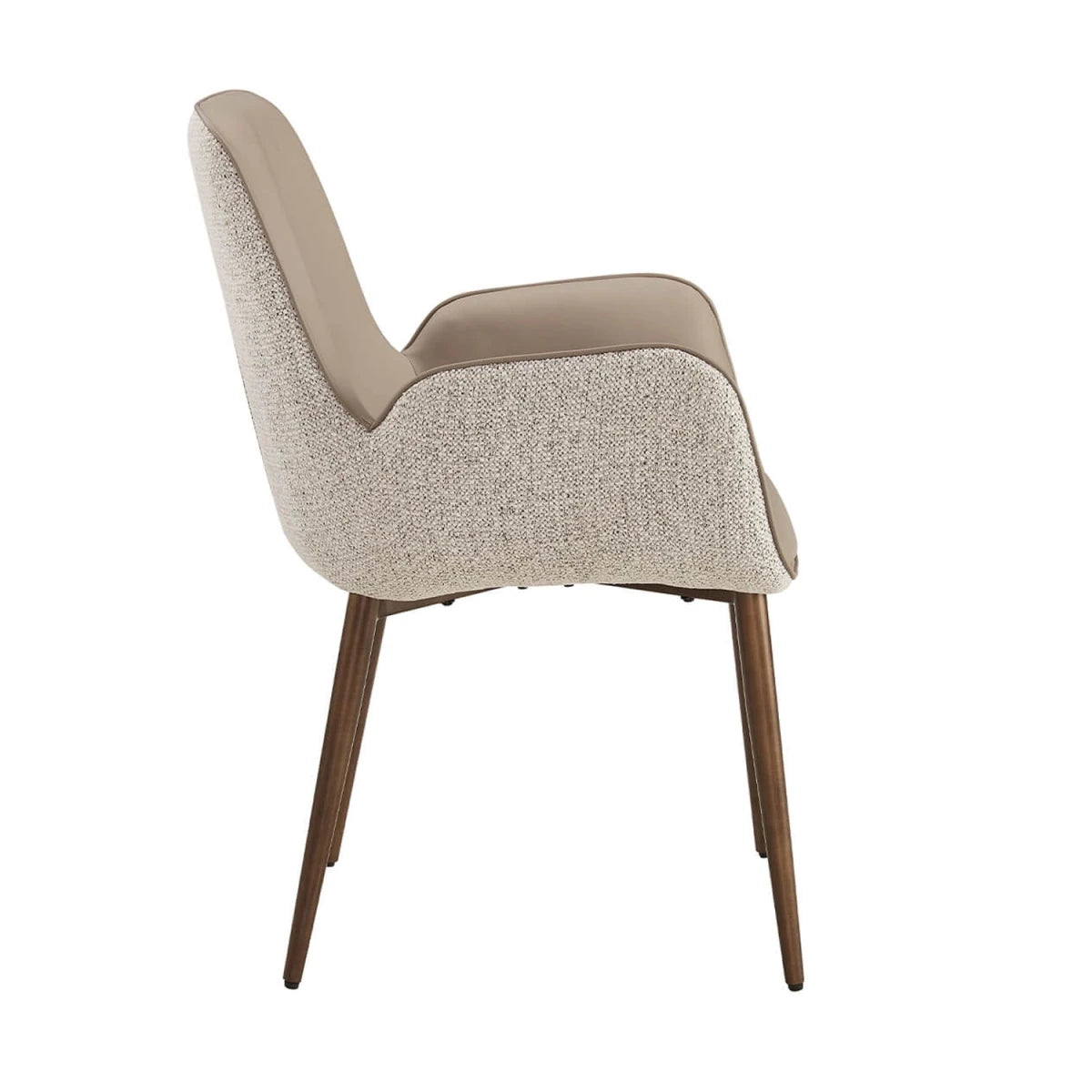 Side View of Vanessa Mocha Fabric & Faux Leather Dining Chairs - Set of 4,6 or 8