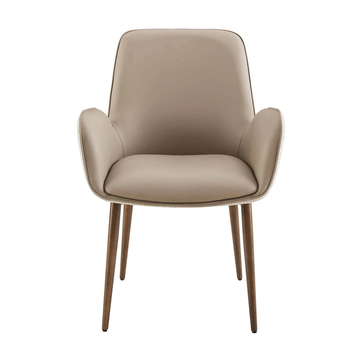 Front View of Vanessa Mocha Fabric & Faux Leather Dining Chairs - Set of 4,6 or 8