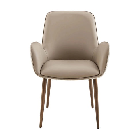 Front View of Vanessa Mocha Fabric & Faux Leather Dining Chairs - Set of 4,6 or 8