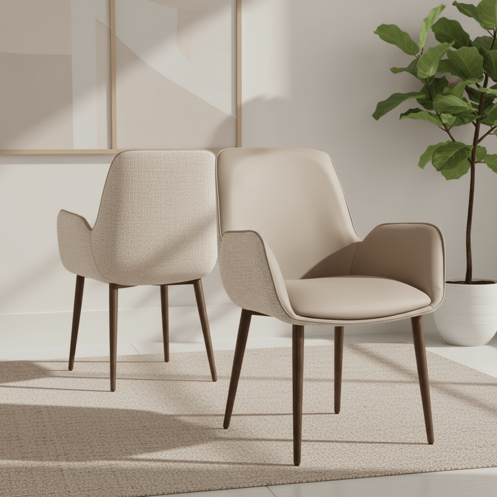 Vanessa Mocha Fabric & Faux Leather Dining Chairs - Set of 4,6 or 8