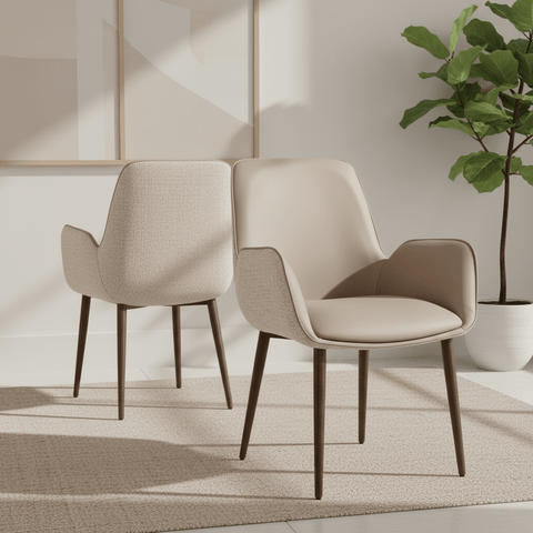 Vanessa Mocha Fabric & Faux Leather Dining Chairs - Set of 4,6 or 8