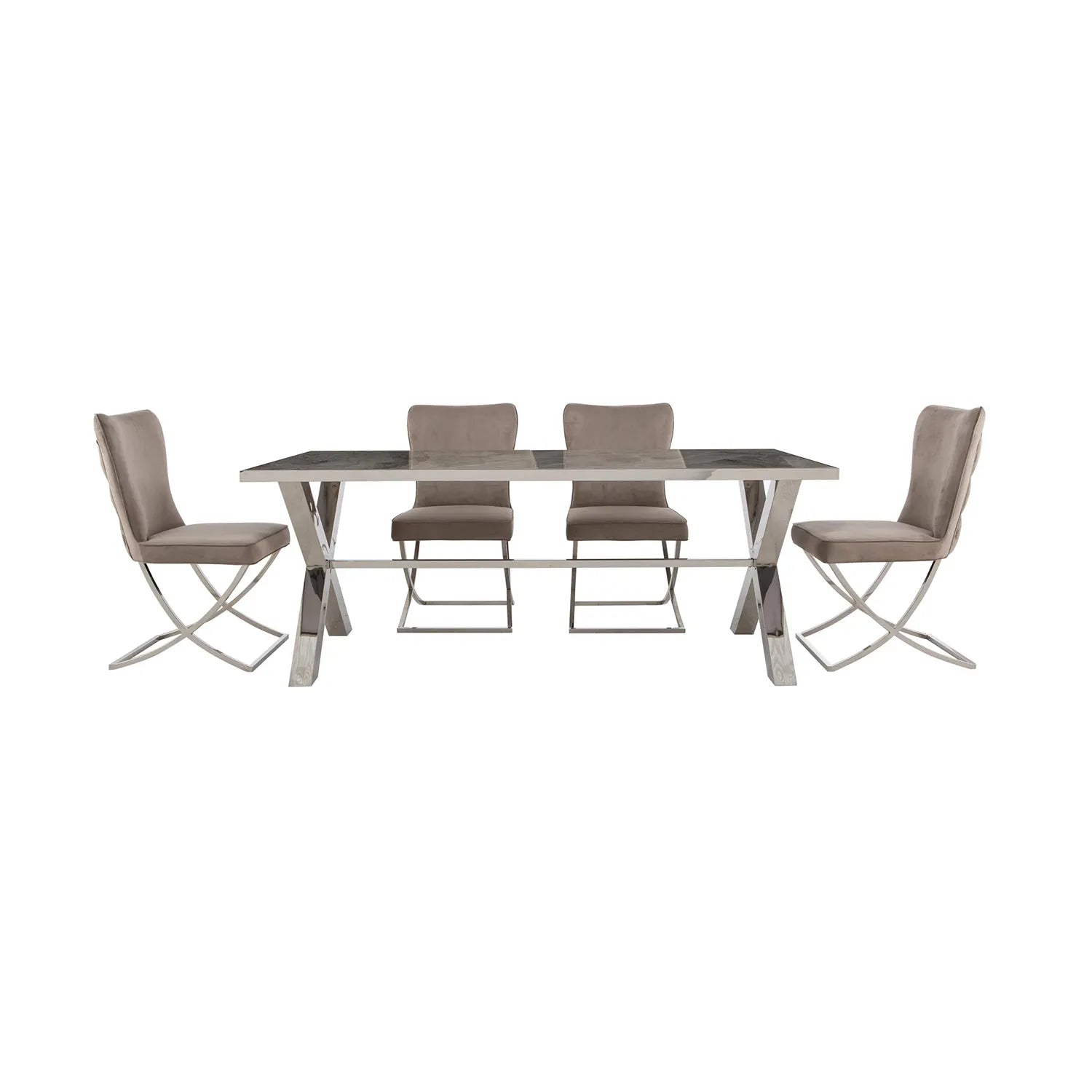 Vanquish Large Dining Table and 4 Dining Chairs - Pendle Village Furniture