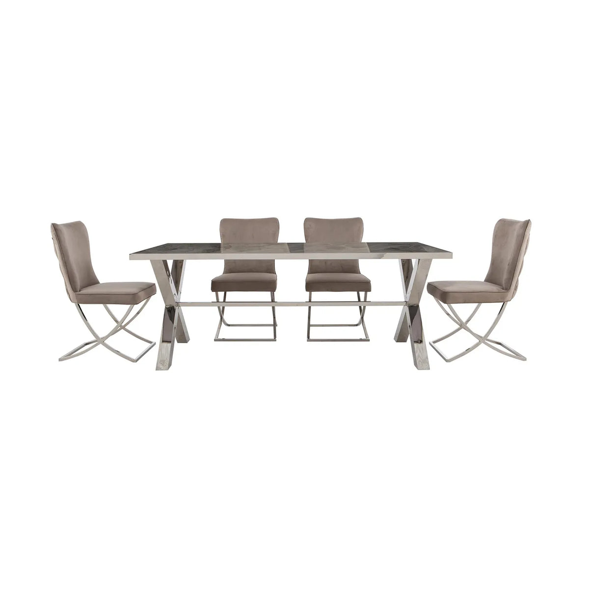 Vanquish Large Dining Table and 4 Dining Chairs - Pendle Village Furniture