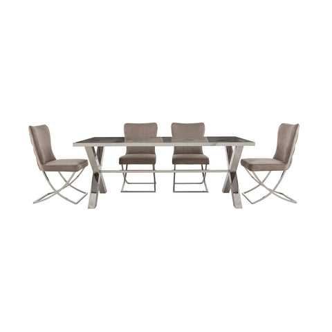 Vanquish Large Dining Table and 4 Dining Chairs - Pendle Village Furniture