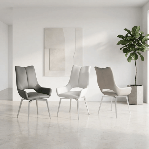 Bella Leather Swivel Set of 4 Dining Chairs
