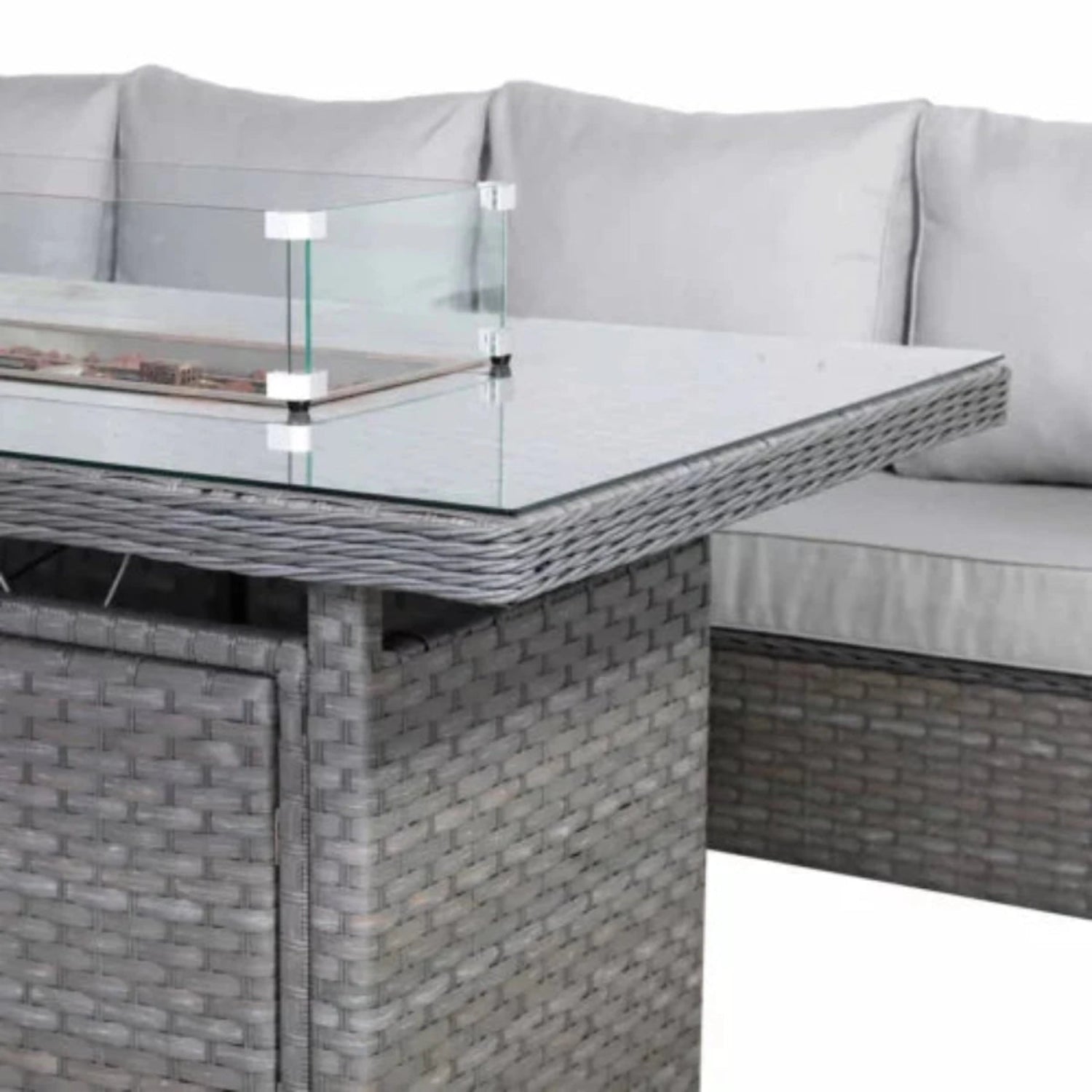 Comfortable corner sofa with deep cushioned outdoor seating.
