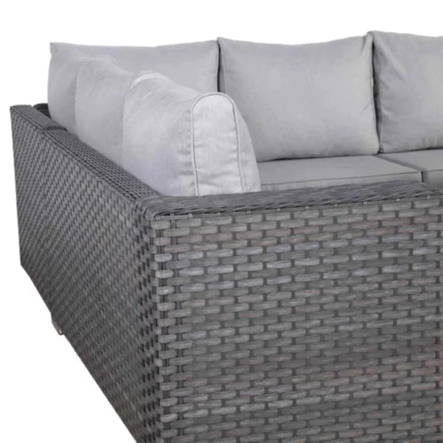 Velmora Luxe corner sofa with spacious rattan-effect outdoor seating.