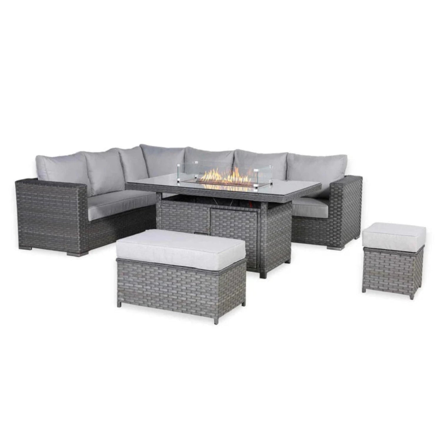 Large garden corner sofa with durable frame and soft cushions.