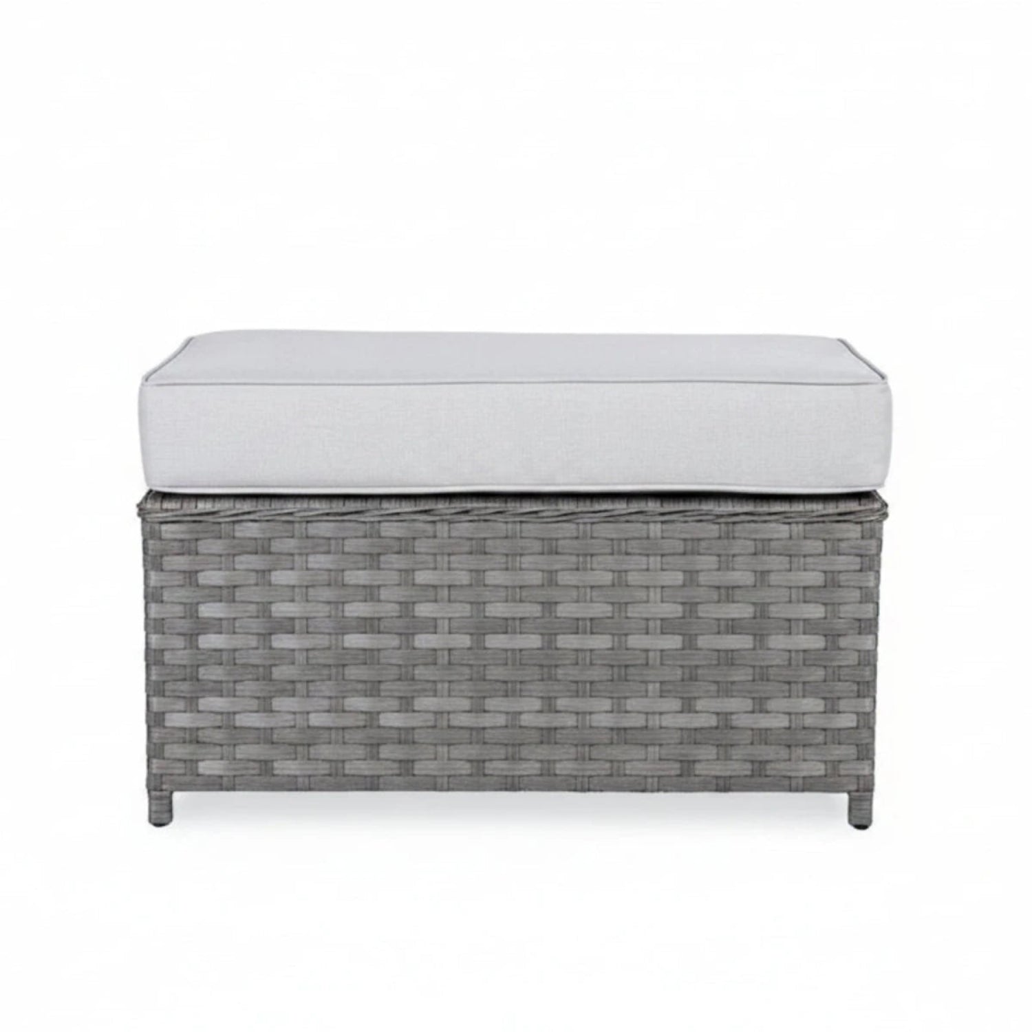 Matching outdoor bench with cushioned seating and modern design.