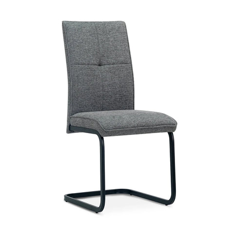 Venezia Dark gray upholstered dining chair with black cantilever black metal base