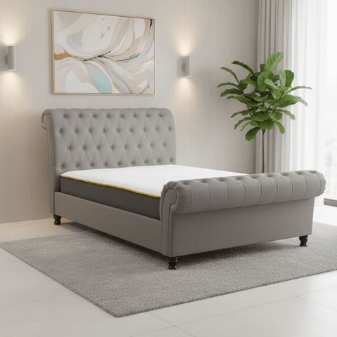 Venice Grey Upholstered Kingsize Bed
