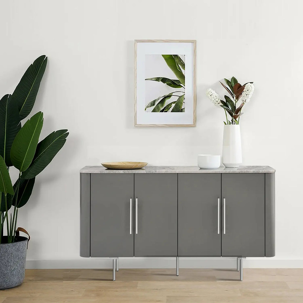 Venice Light Grey Marble Top Large Sideboard - Pendle Village Furniture