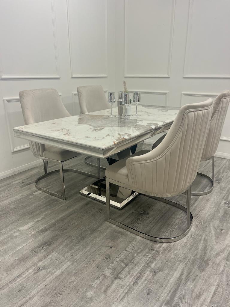 Valencia 1.8M Pandora White Marble Dining Table - Pendle Village Furniture