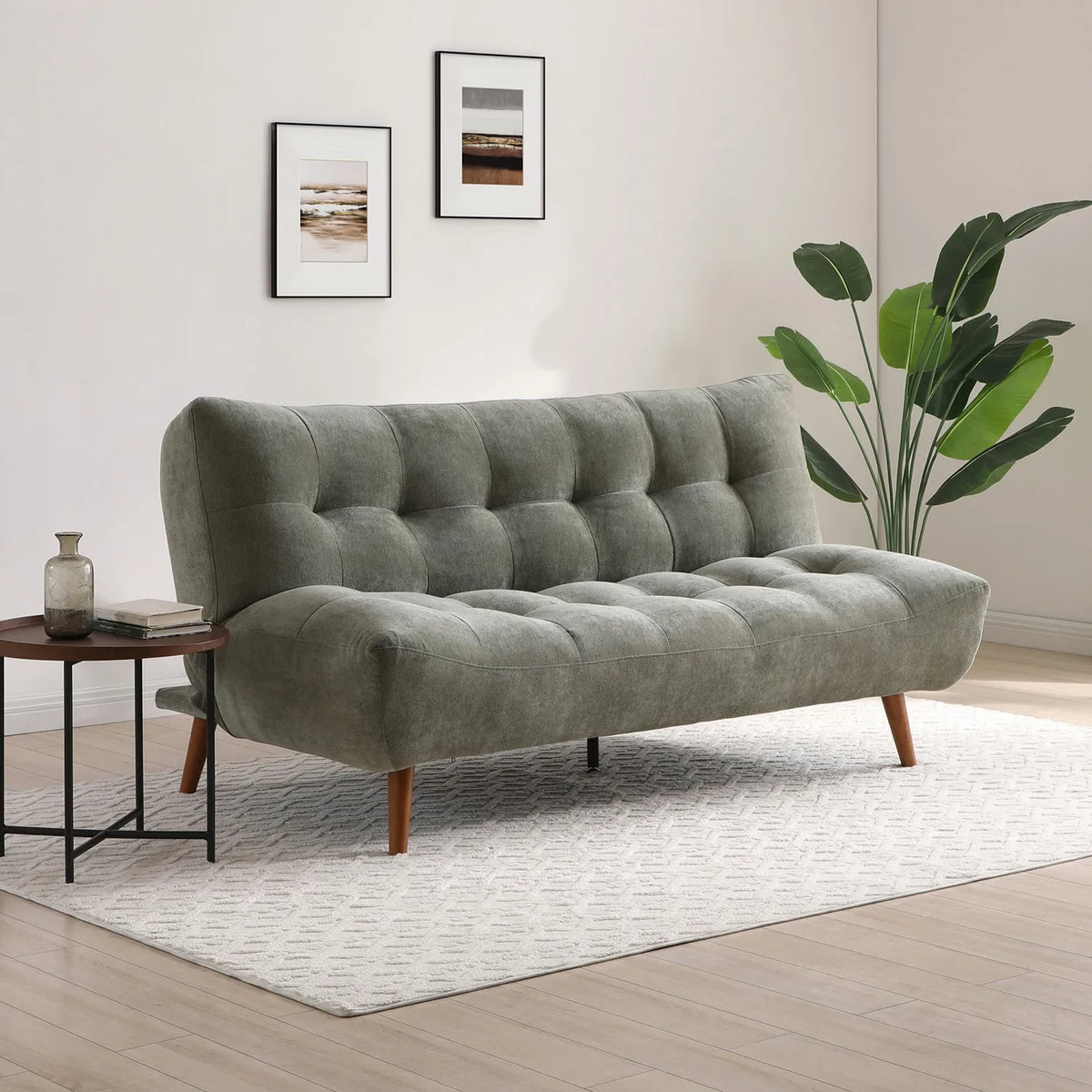 Venus Washed Olive Fabric Sofa Bed - Pendle Village Furniture
