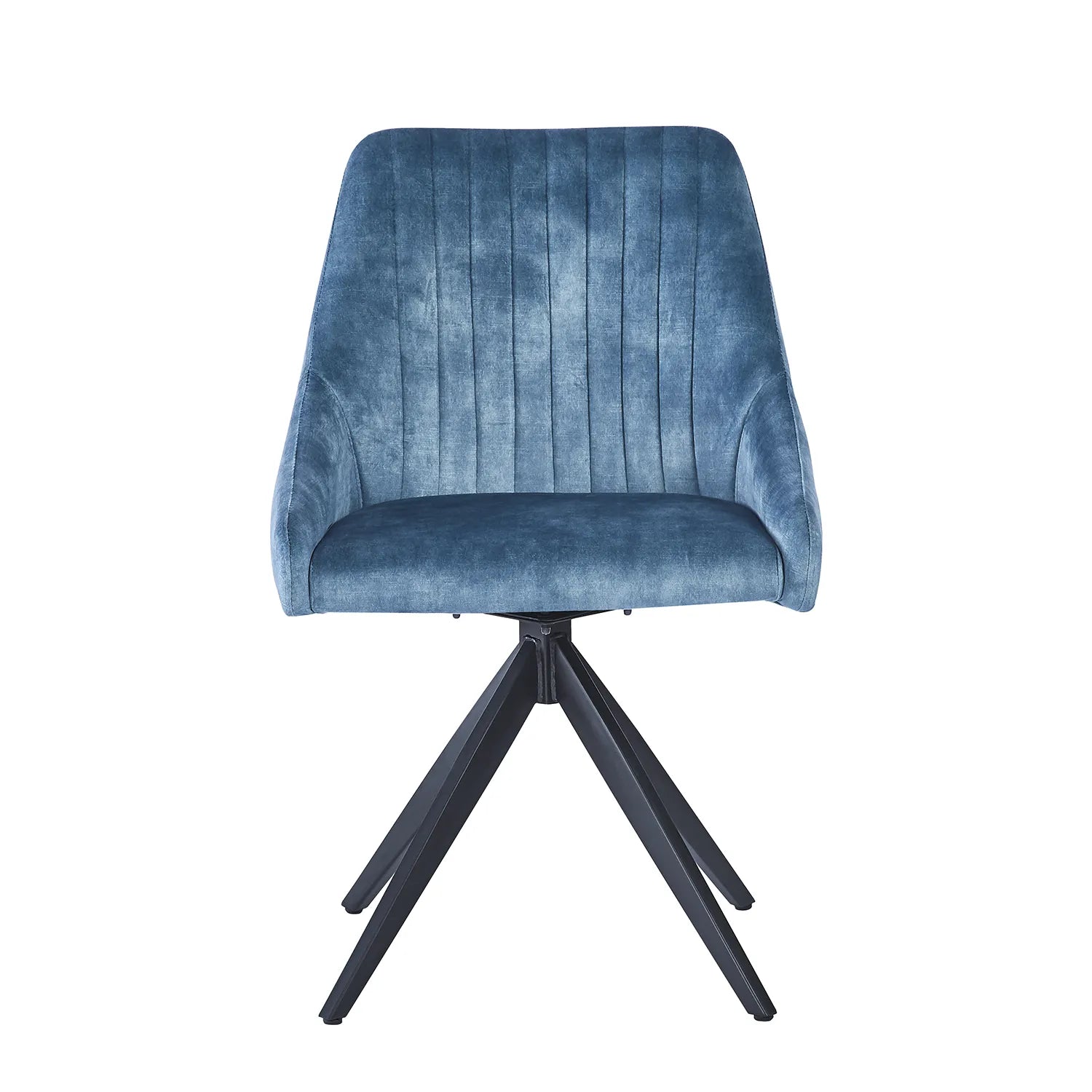 Vida Blue Fabric Swivel Dining Chairs - Set of 4 - Pendle Village Furniture