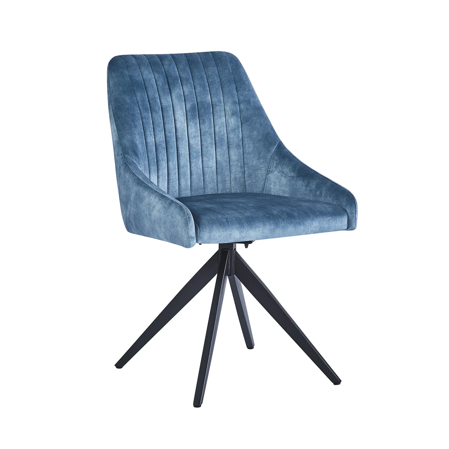 Vida Blue Fabric Swivel Dining Chairs - Set of 4 - Pendle Village Furniture