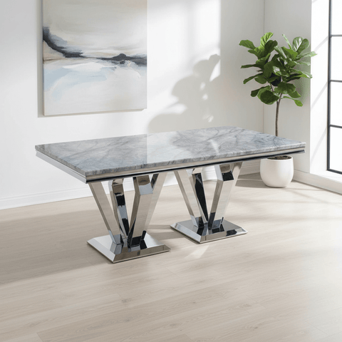 Vida Living Arturo 2M Large Grey Marble Top Dining Table