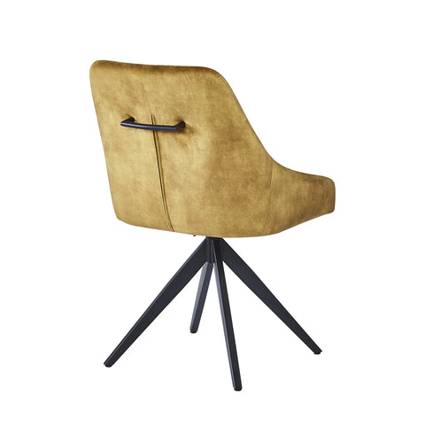 Vida Mustard Fabric Swivel Dining Chairs - Set of 4 - Pendle Village Furniture