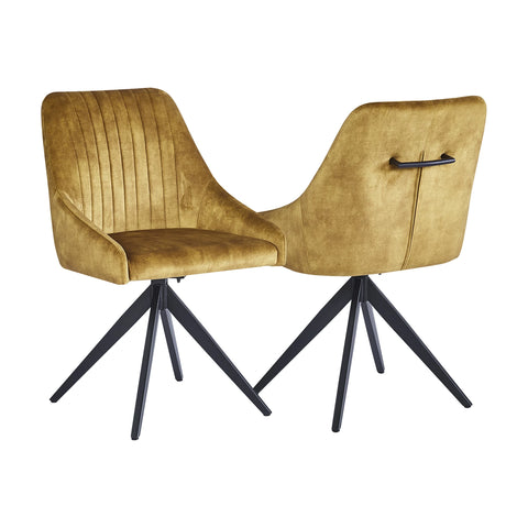 Vida Mustard Fabric Swivel Dining Chairs - Set of 4 - Pendle Village Furniture