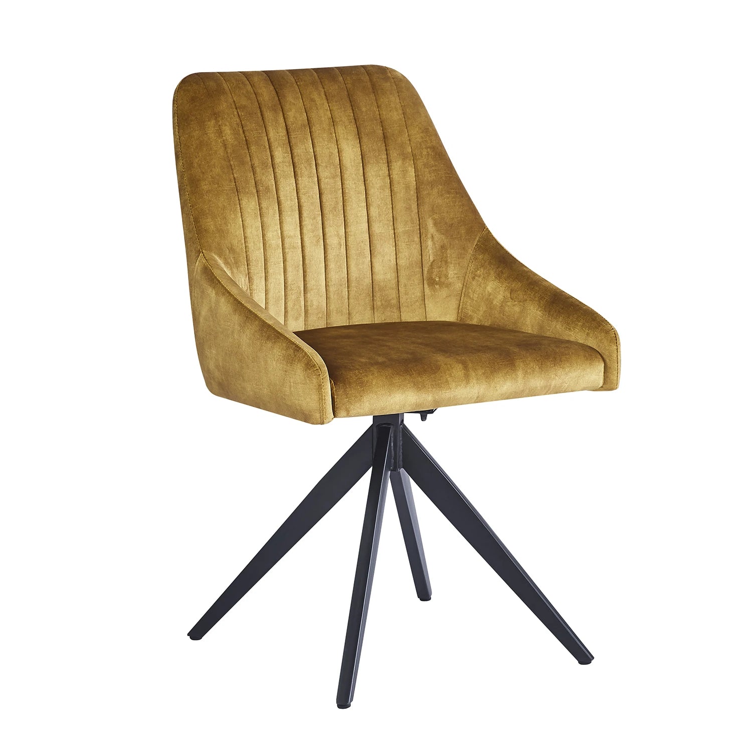 Vida Mustard Fabric Swivel Dining Chairs - Set of 4 - Pendle Village Furniture