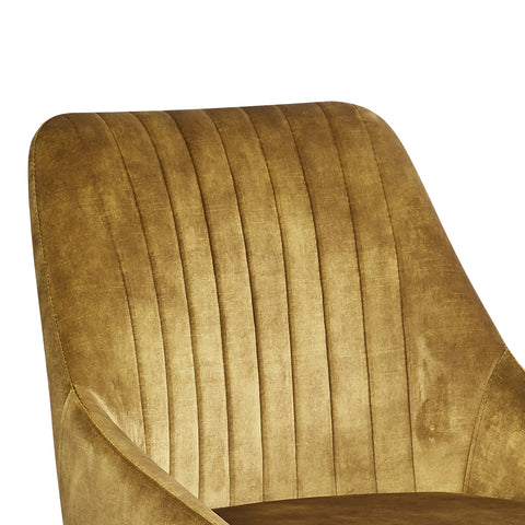 Vida Mustard Fabric Swivel Dining Chairs - Set of 4 - Pendle Village Furniture