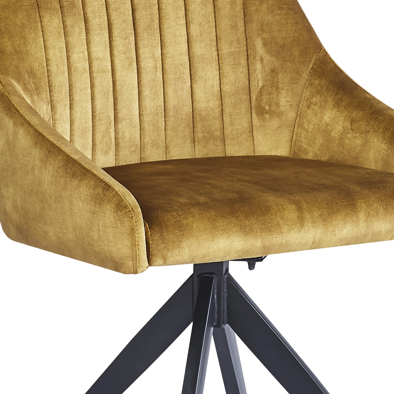 Vida Mustard Fabric Swivel Dining Chairs - Set of 4 - Pendle Village Furniture