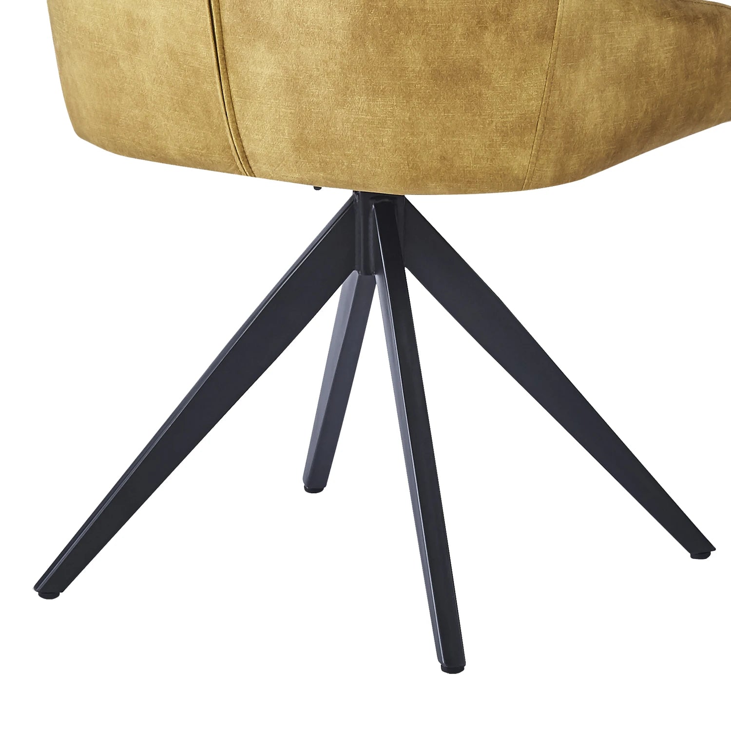 Vida Mustard Fabric Swivel Dining Chairs - Set of 4 - Pendle Village Furniture