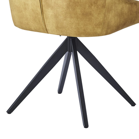Vida Mustard Fabric Swivel Dining Chairs - Set of 4 - Pendle Village Furniture