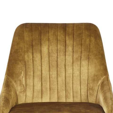 Vida Mustard Fabric Swivel Dining Chairs - Set of 4 - Pendle Village Furniture