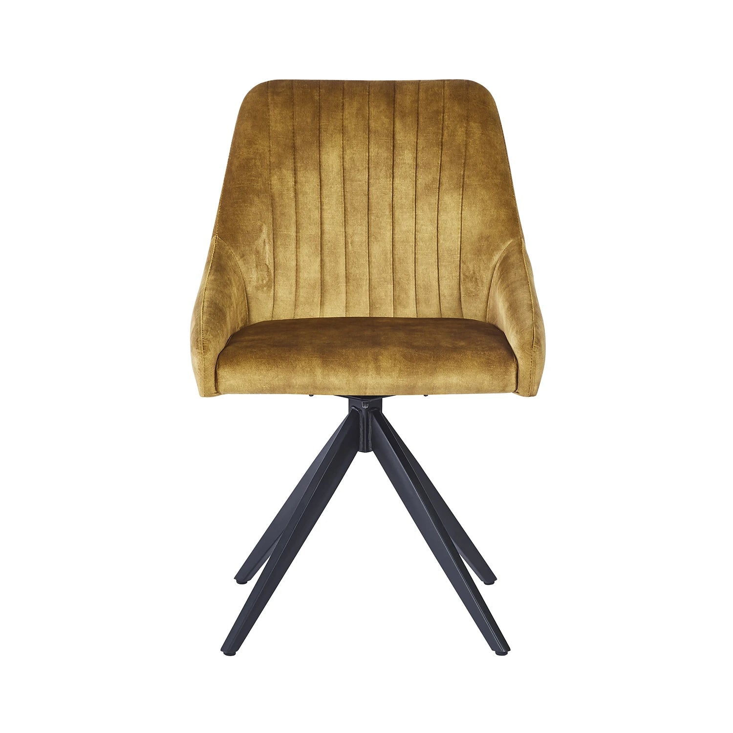 Vida Mustard Fabric Swivel Dining Chairs - Set of 4 - Pendle Village Furniture