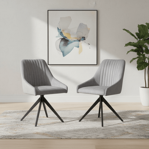 Vida Light Grey Swivel Dining Chairs - Set of 4