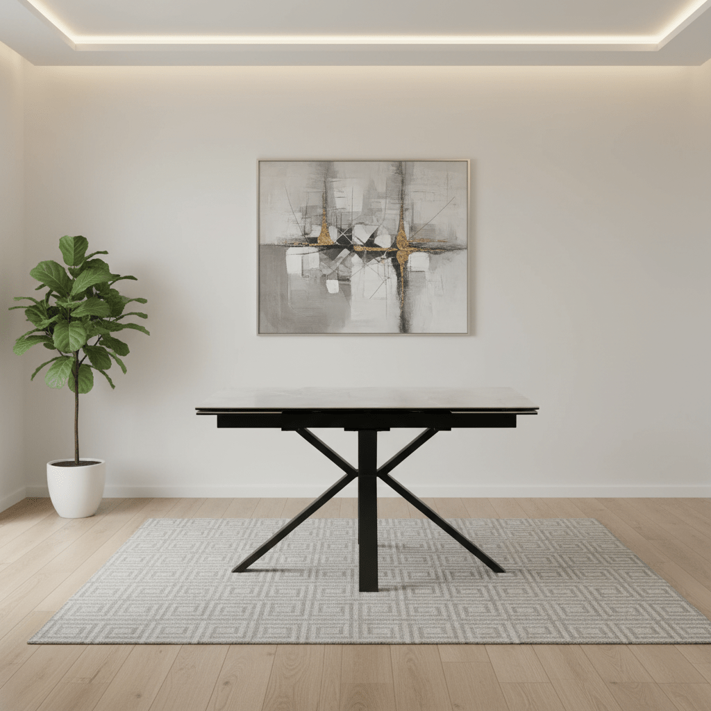 Vida Small Grey 1.2M Gloss Grey Ceramic Top Extending Dining Table