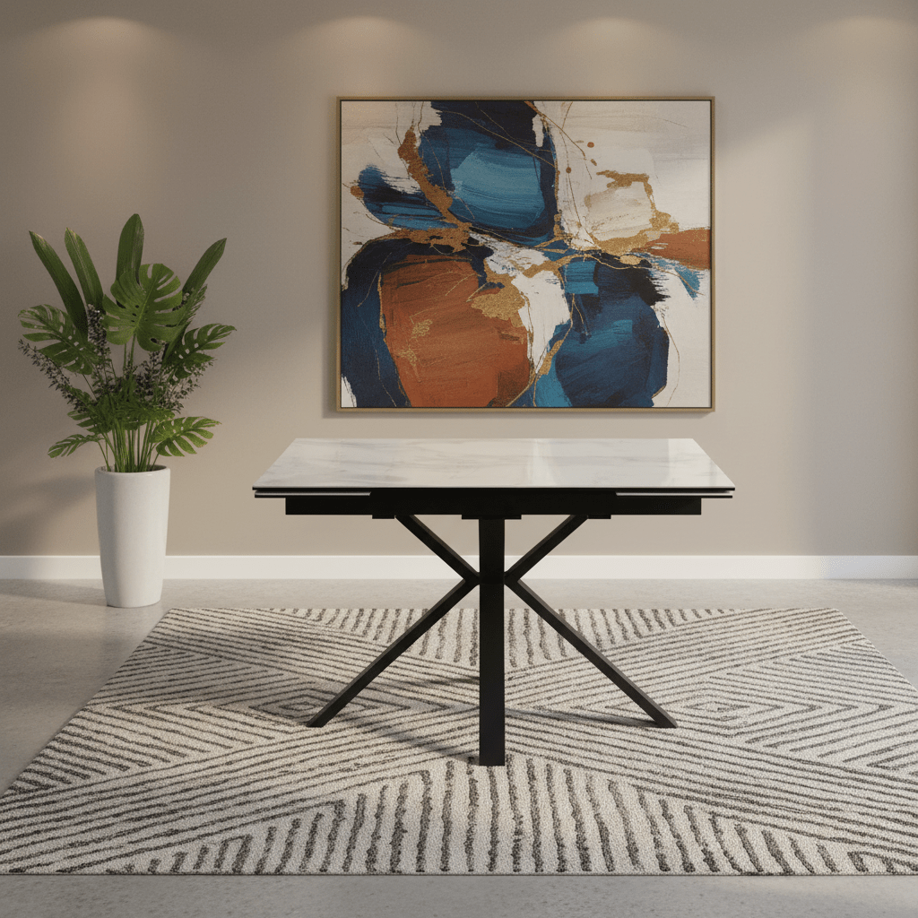 Vida Small 1.2M White High Gloss Ceramic Extending Dining Table