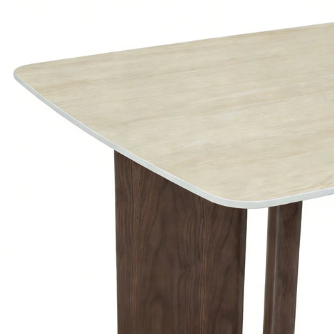 Vienna Walnut & Travertine Dining Table - W180cm