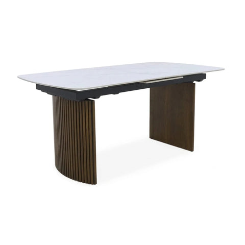 Vigo White Sintered Stone Extending Dining Table