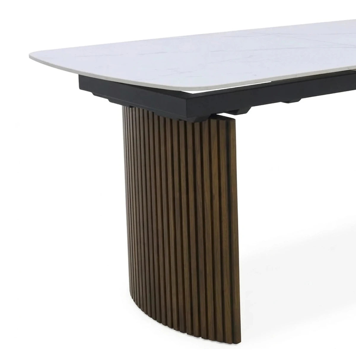 White stone dining table extending from 170cm to 210cm