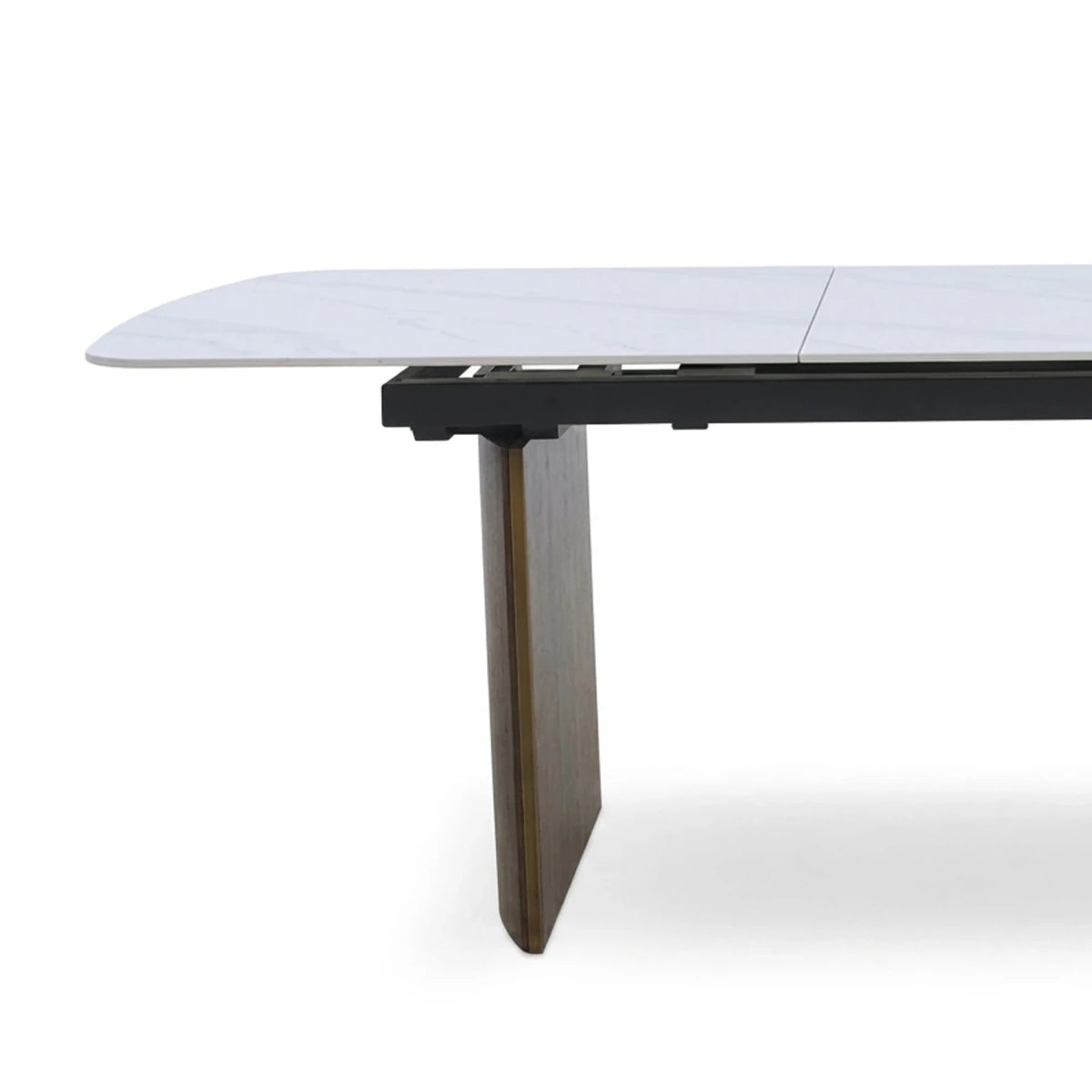 Vigo extending dining table with white marble effect top