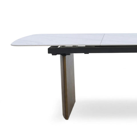 Vigo extending dining table with white marble effect top