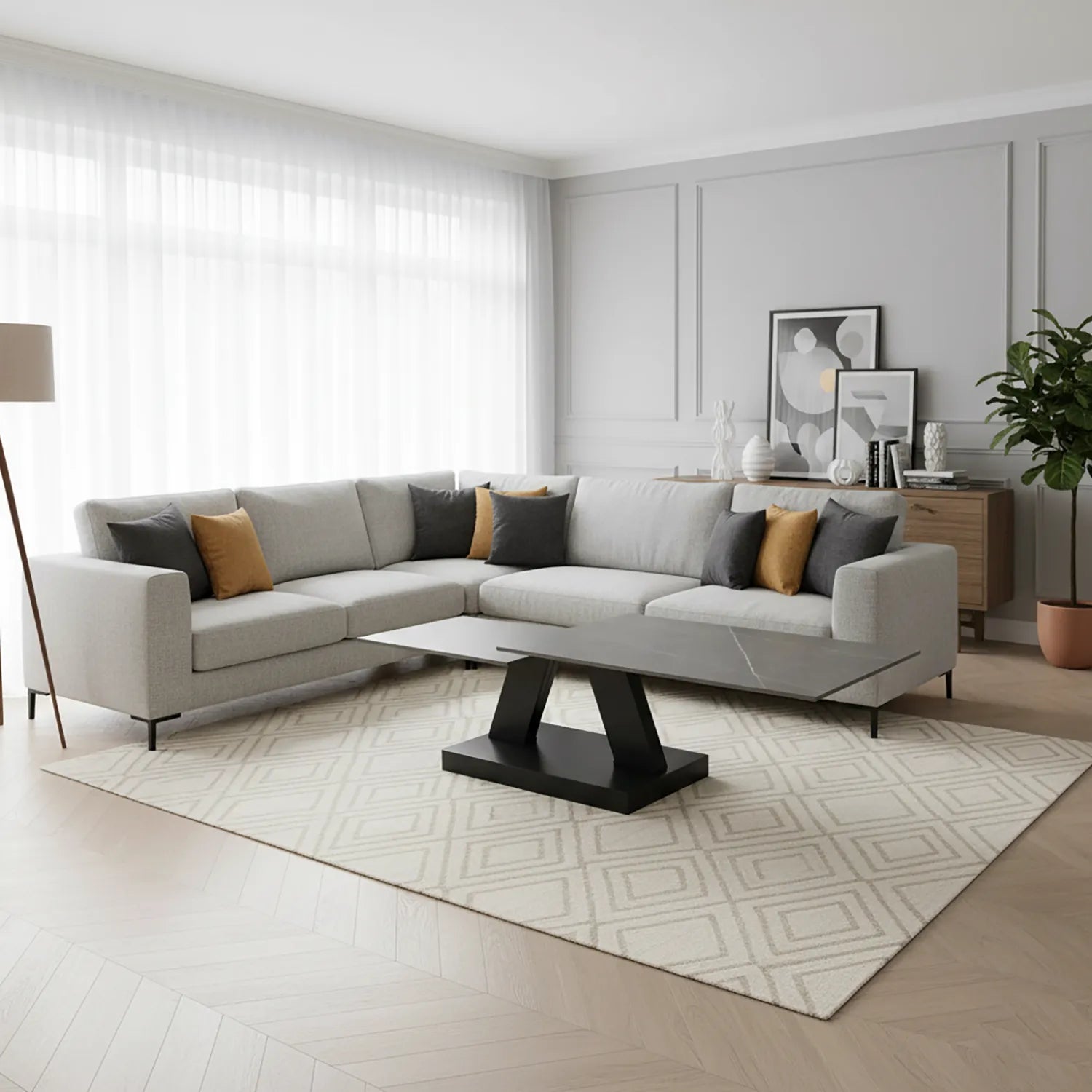 Viking Matte Grey Ceramic Coffee Table - Pendle Village Furniture