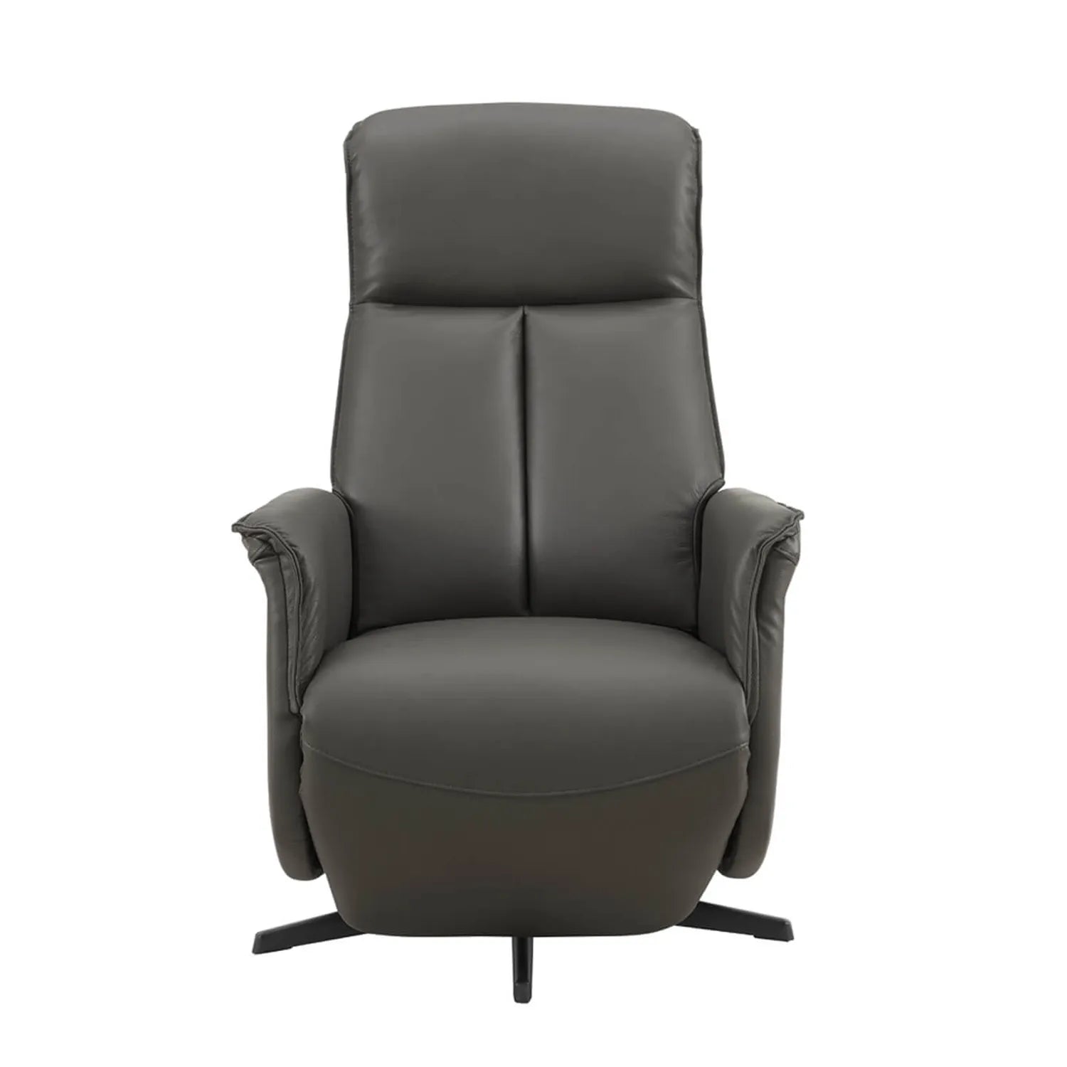 Vincenzo Dark Grey Leather Swivel Power Recliner Chair - Pendle Village Furniture