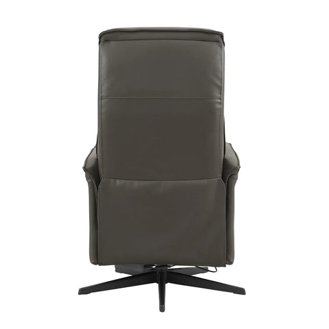 Vincenzo Dark Grey Leather Swivel Power Recliner Chair - Pendle Village Furniture